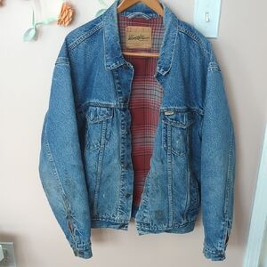 Vintage Levi's Classic Blue Jacket with Red Plaid Interior